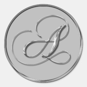 Stickers Mariage Formel Argent Monogramme A Sceau