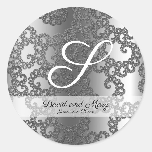 Stickers Mariage Fractal Argent (Devant)