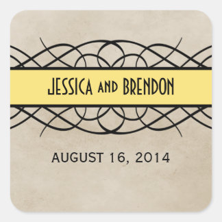 Stickers Mariage Frontal Fleuri Jaune