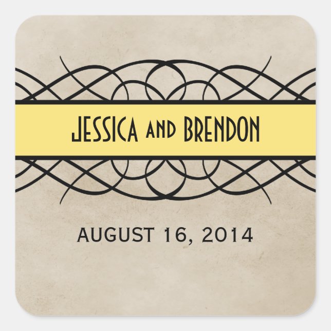 Stickers Mariage Frontal Fleuri Jaune (Devant)