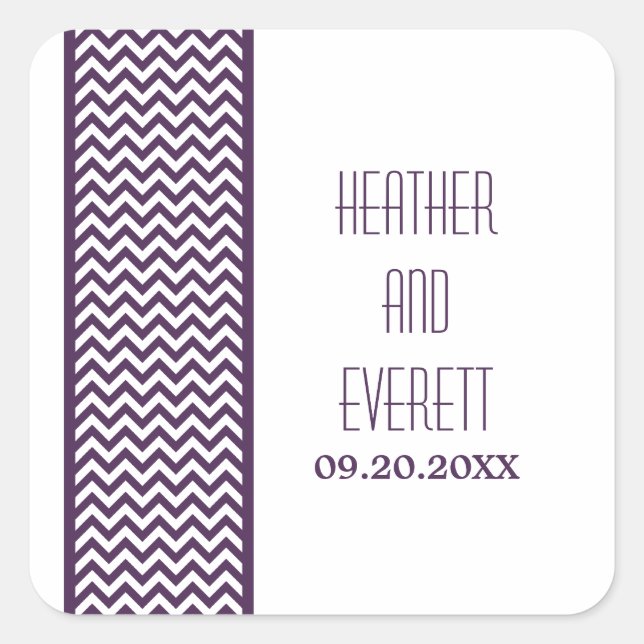 Stickers Mariage Frontal Purple Chevron (Devant)