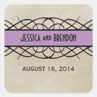 Stickers Mariage Frontière Violet Flourish