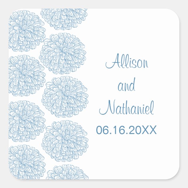 Stickers Mariage frontière Zinnia, Bleu (Devant)