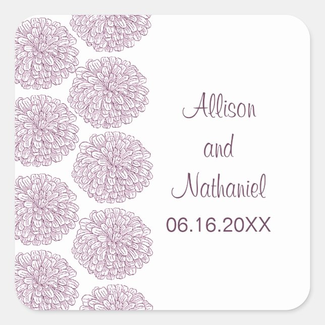 Stickers Mariage Frontière Zinnia, Violet (Devant)
