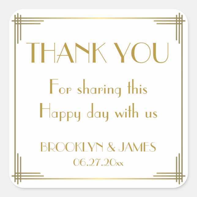 Stickers Mariage Gatsby Gold Art Déco (Devant)