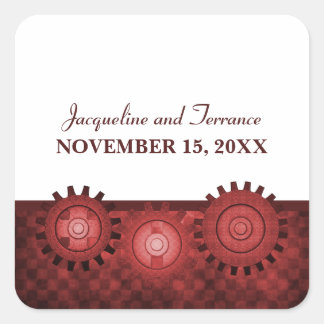 Stickers Mariage Gears Steampunk, Rouge