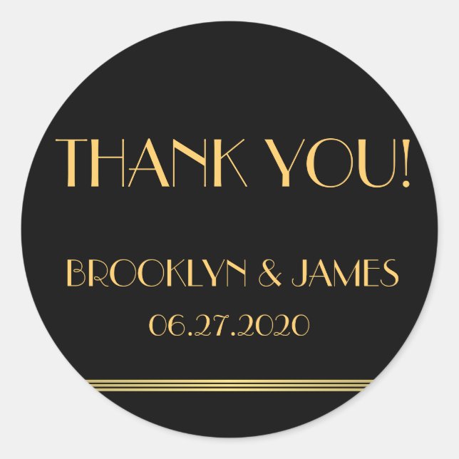 Stickers Mariage Gold Et Black Great Gatsby (Devant)