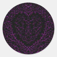 Stickers Mariage gothique au coeur mauve et noir