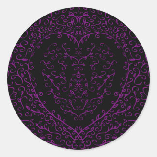 Stickers Mariage gothique au coeur mauve et noir