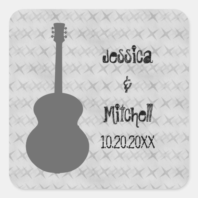 Stickers Mariage Gris Guitare Grunge (Devant)