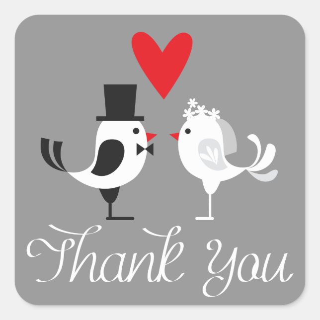 Stickers mariage gris Merci Lovebirds (Devant)