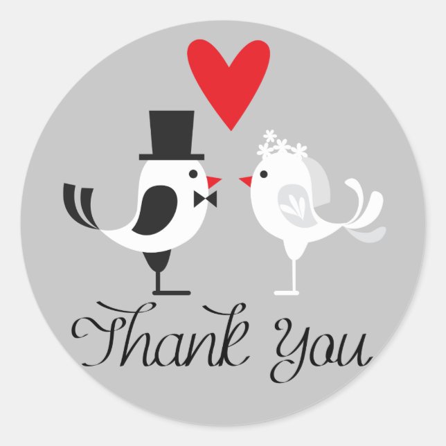 Stickers mariage gris Merci Lovebirds (Devant)