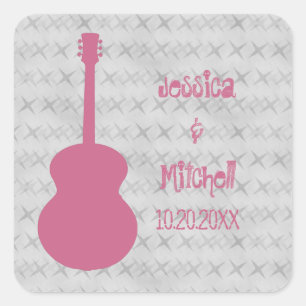 Stickers Mariage Grunge Guitare Rose