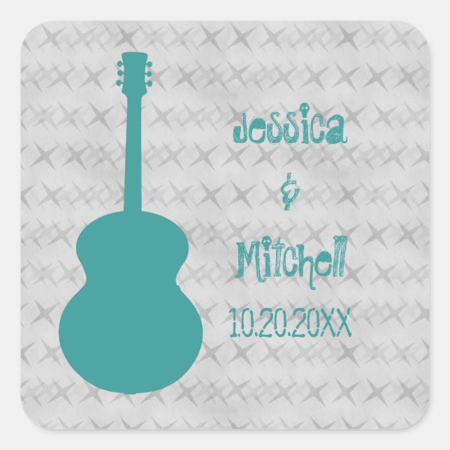 Stickers Mariage Grunge Guitare turquoise (Devant)