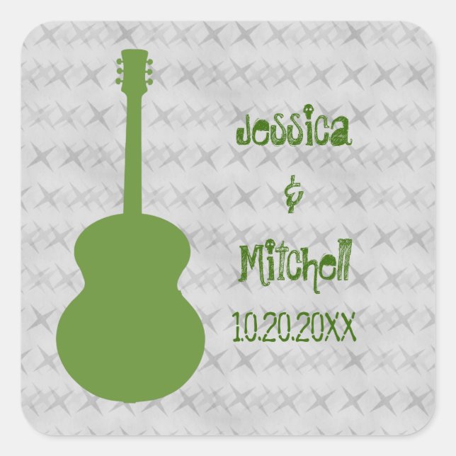 Stickers Mariage Grunge Guitare Vert (Devant)