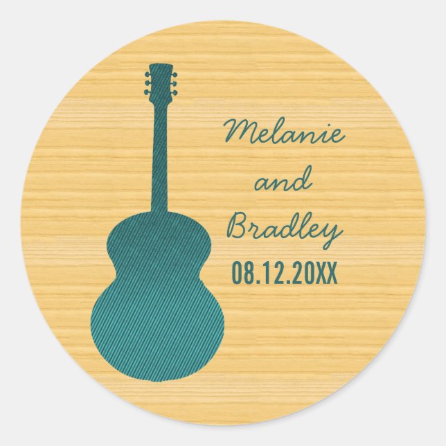 Stickers Mariage Guitare turquoise (Devant)