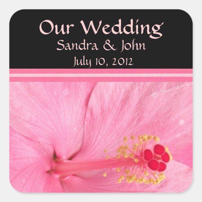 Stickers Mariage Hibiscus rose en fleurs (Devant)