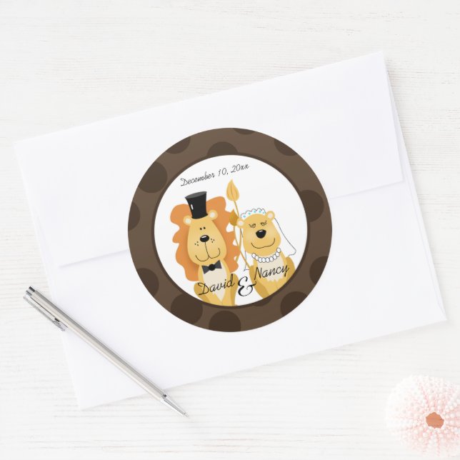 Stickers Mariage Lion & Lioness (Enveloppe)