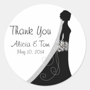 Stickers mariage Merci noir et blanc