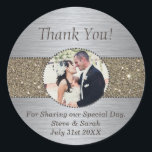 Stickers mariage Merci personnalisé<br><div class="desc">Argent et parties scintillant encadré photo mariage,  ces autocollants sont un grand ajout de sceller des lettres de remerciement à vos invités mariages</div>
