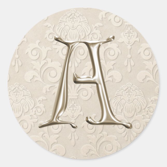 Stickers Mariage Monogramme Argent - lettre A (Devant)