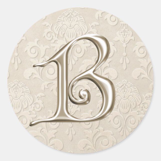 Stickers Mariage Monogramme Argent - lettre B (Devant)