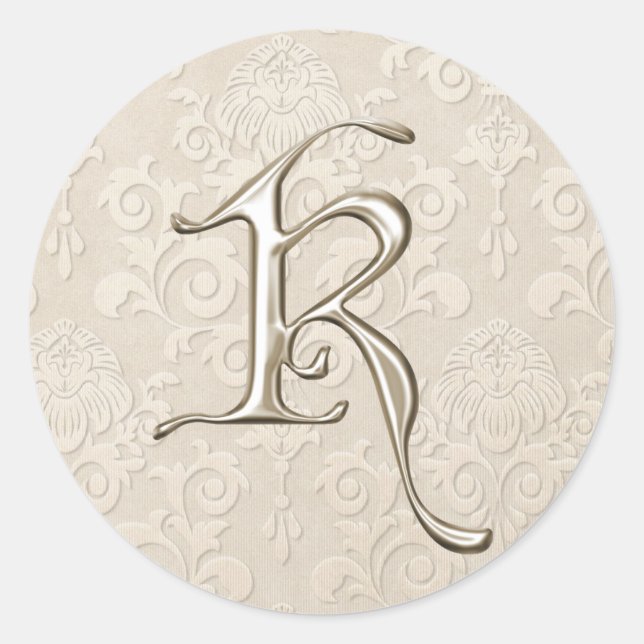 Stickers Mariage Monogramme Argent - lettre K (Devant)