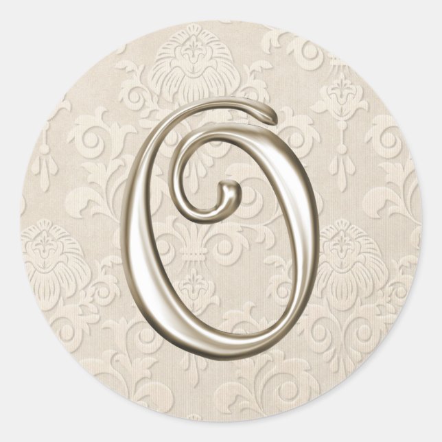 Stickers Mariage Monogramme Argent - lettre O (Devant)