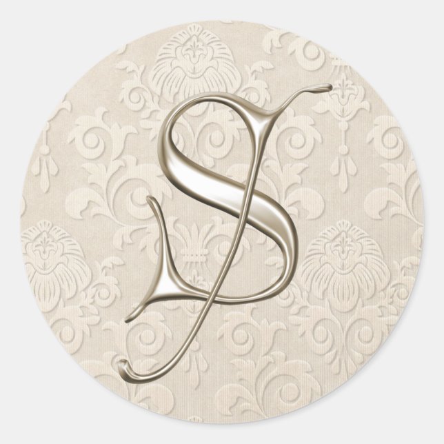 Stickers Mariage Monogramme Argent - lettre S (Devant)