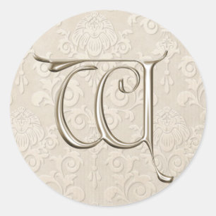 Stickers Mariage Monogramme Argent - lettre W