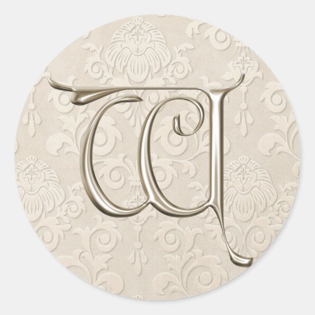 Stickers Mariage Monogramme Argent - lettre W (Devant)