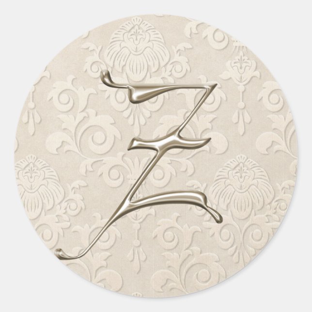 Stickers Mariage Monogramme Argent - lettre Z (Devant)
