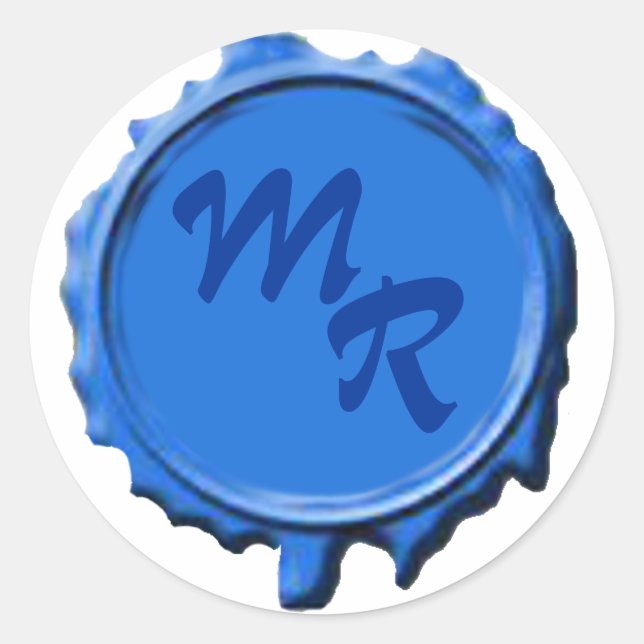 Stickers Mariage Monogramme Bleu (Devant)