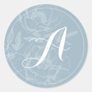 Stickers Mariage Monogramme Bleu