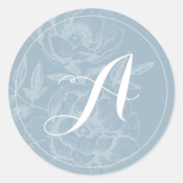 Stickers Mariage Monogramme Bleu (Devant)