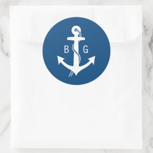 Stickers Mariage Monogramme bleu marine