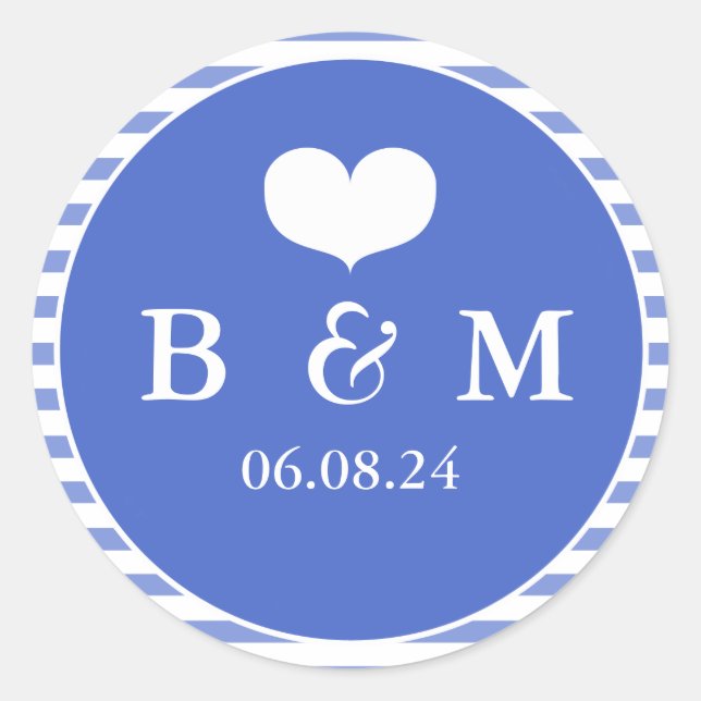 Stickers Mariage Monogramme bleu marine (Devant)
