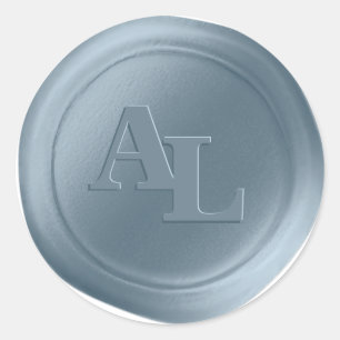 Stickers Mariage Monogramme en cire bleu Dusty