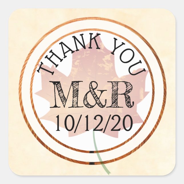 Stickers Mariage Monogramme Feuilles Automatiques  (Devant)