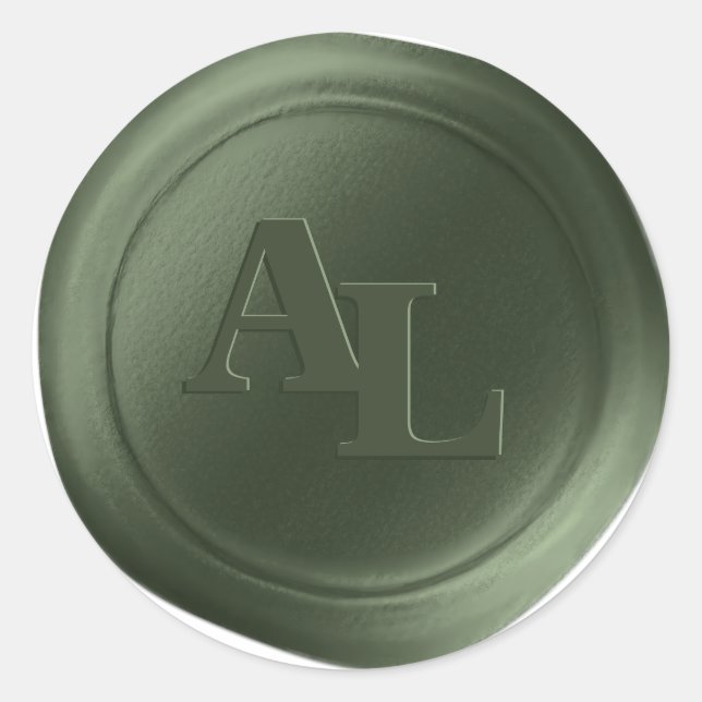 Stickers Mariage Monogramme Juniper Green Wax Seal (Devant)