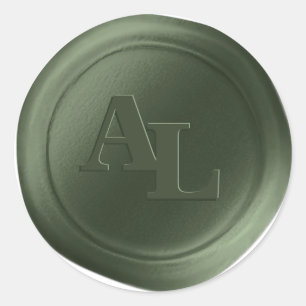 Stickers Mariage Monogramme Juniper Green Wax Seal