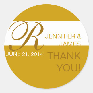 Stickers Mariage Monogramme Merci Or