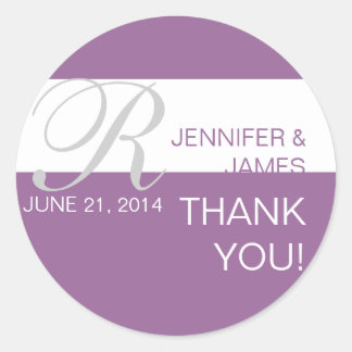 Stickers Mariage Monogramme Merci violet