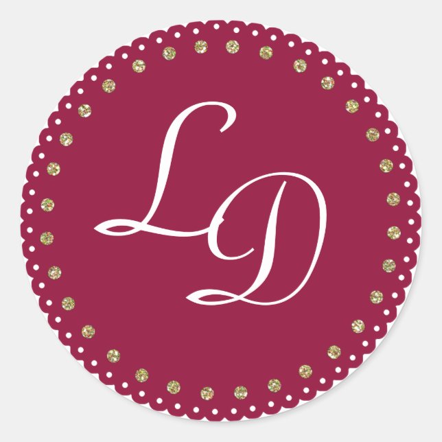 Stickers Mariage Monogramme Personnalisé Maroon St (Devant)