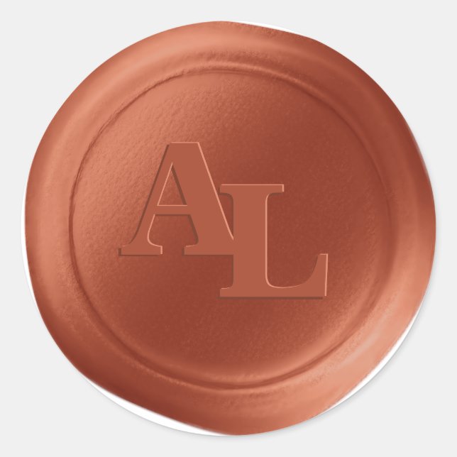 Stickers Mariage Monogramme Sceau de cire orange d (Devant)