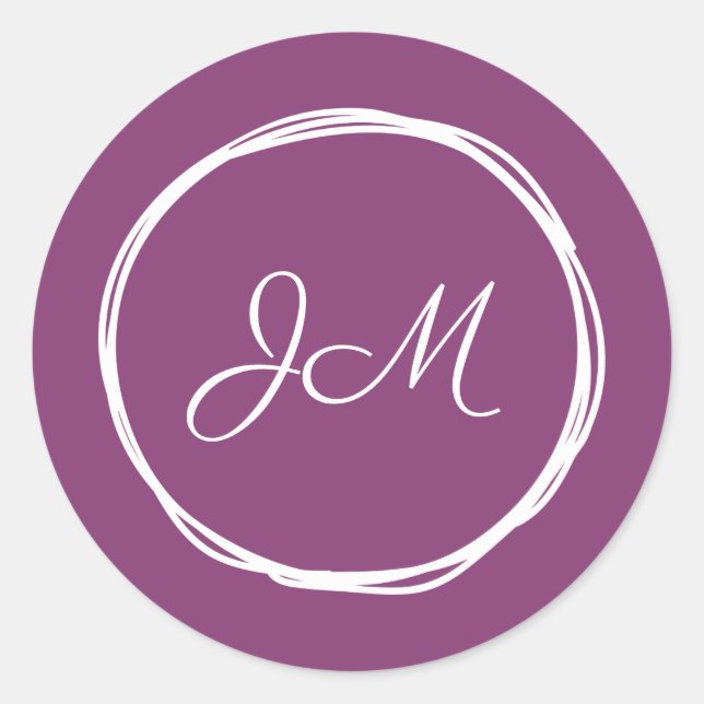 Stickers Mariage Monogramme violet (Devant)