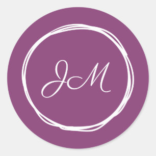 Stickers Mariage Monogramme violet