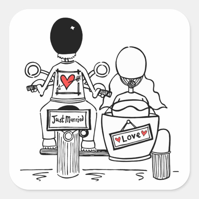 Stickers Mariage Moto et Sidecar (Devant)
