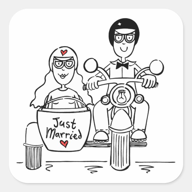 Stickers Mariage Moto et Sidecar (Devant)