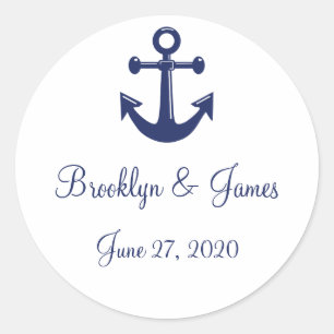 Stickers Mariage Nautique Bleu Marine Avec Ancre